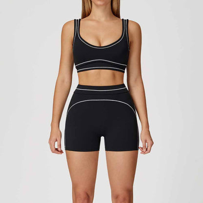 Women's new sanding bra+shorts yoga suit
