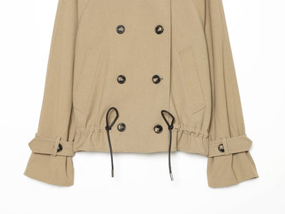 Women's with drawstring double breasted windbreaker Coat
