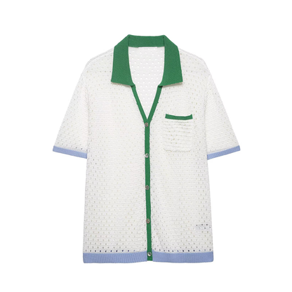 suit Women's 2 pieces hollow knitted polo shirt+shorts