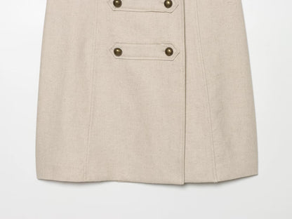 Women's rope knot buckle linen blended mini dress