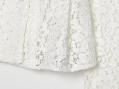 Women's lace O Neck double breasted Coat