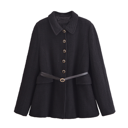 Women's with belt textured jacket Coat