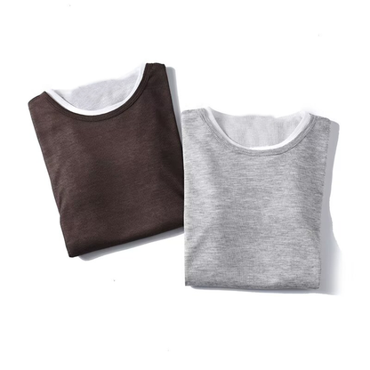 Women's O Neck double-layer short sleeved T-shirt