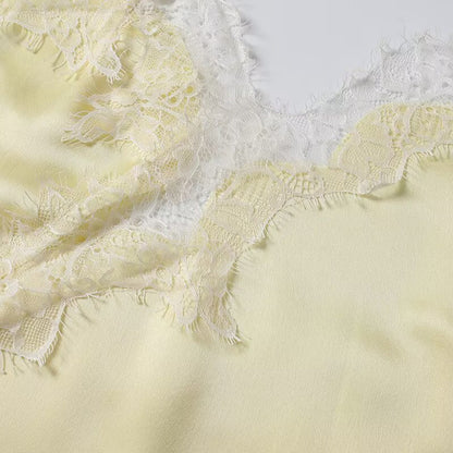 Women's asymmetrical lace V-neck suspender top