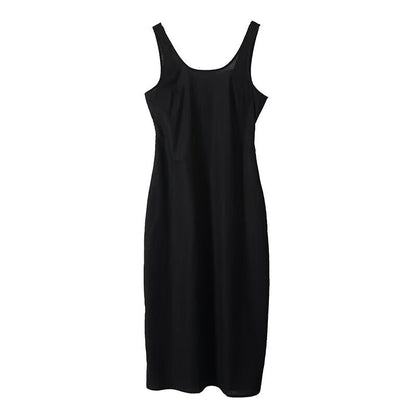 Women's backless linen blended vest style dress