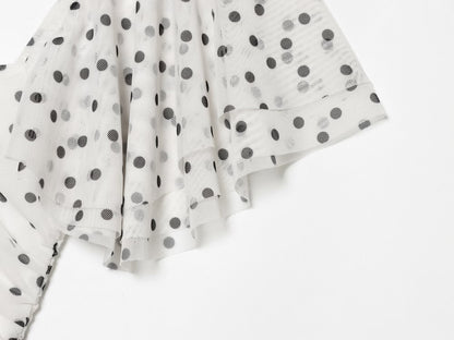 Women's slim pleated polka dot dress