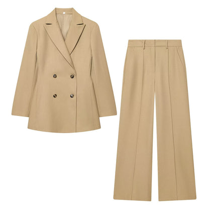 suit Women's 2 pieces slim double breasted Blazer Coat +Pants