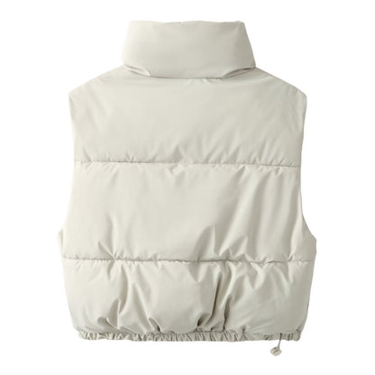 Women's short standing collar cotton vest