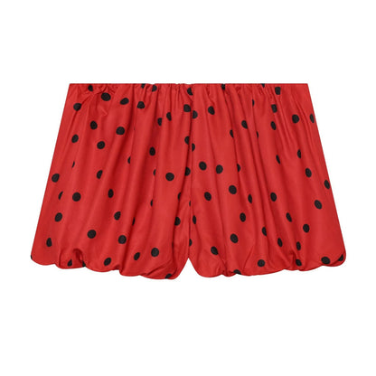 suit Women's 2 pieces lace up decorative polka dot Coat+shorts