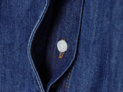 Women's pleated decorative casual denim shirt