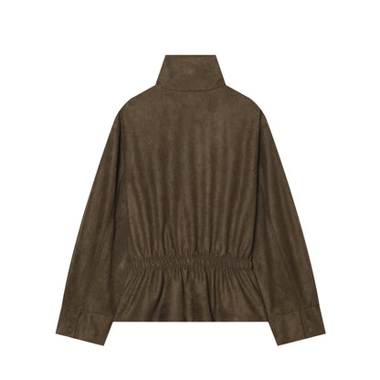 Women's with belt suede texture effect Coat