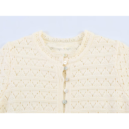 Women's round neck hollow knitted Coat