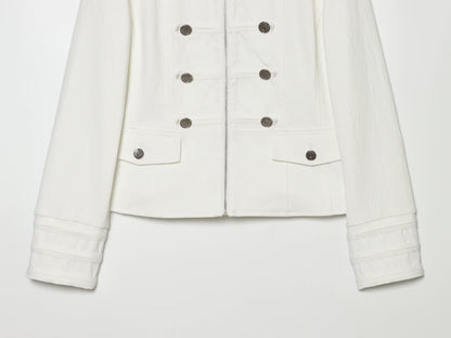 Women's standing collar breasted decorative Blazer Coat