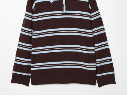 Women's comfortable striped knitted polo shirt
