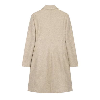 Women's with shoulder pads long style soft textured coat