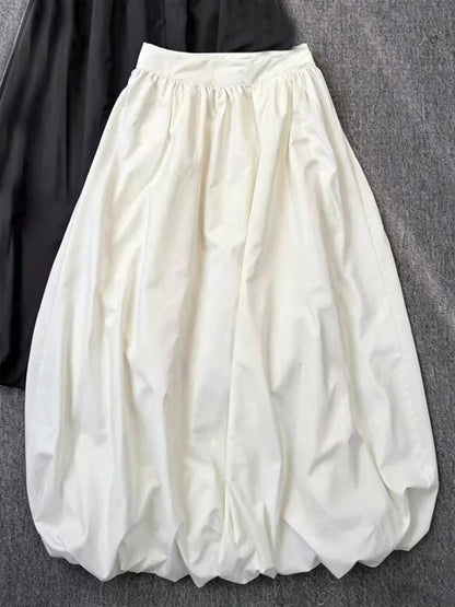 Women's new casual fluffy bud version long skirt