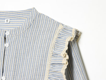 Women's metallic layered decorative striped shirt