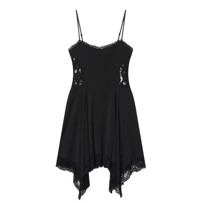 Women's slim lace suspender mini dress