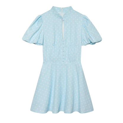 Women's bubble sleeve polka dot dress