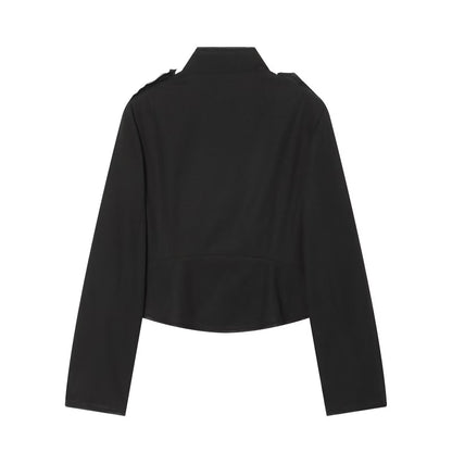 Women's rope knot decorative stand collar jacket