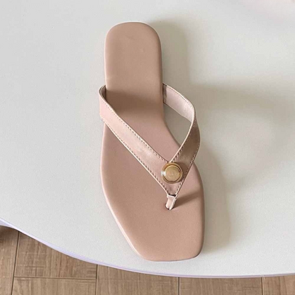 Women's new fashion flower buckle pinch thin-soled slippers have a shoe box