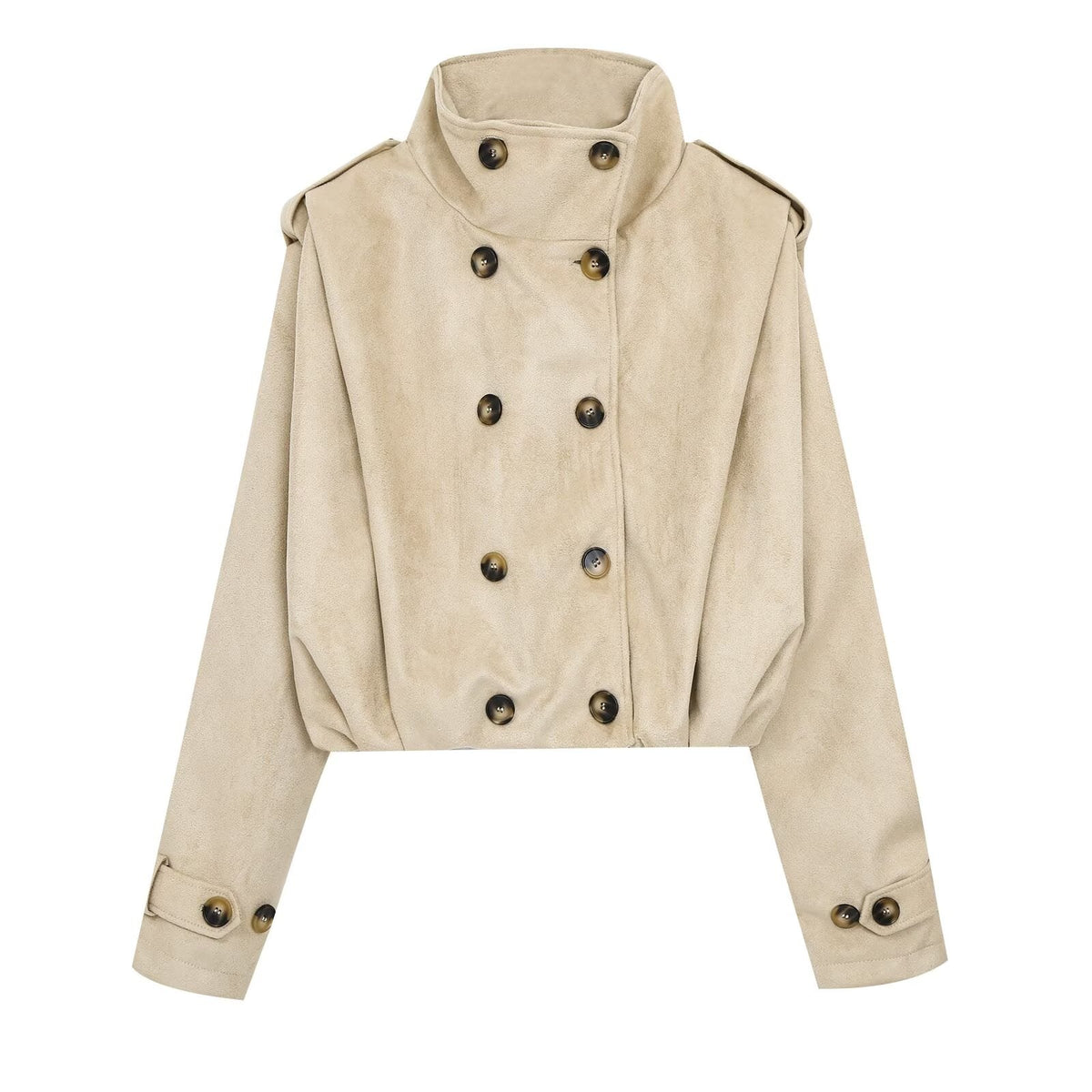 Women's Anti suede effect pleated short windbreaker Coat