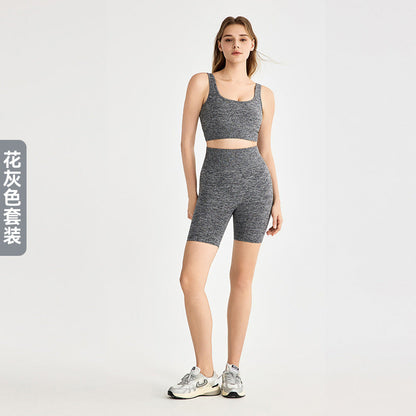 LU Women's new fitness sports bra high waist hip shorts two-piece suit