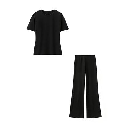 suit Women's 2 pieces backless design round neck top+Pants
