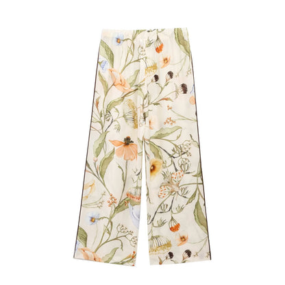 suit Women's 2 pieces loose long sleeved printed shirt+Pants