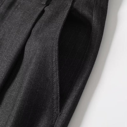Women's new fashion loose mid waist striped wide leg pants