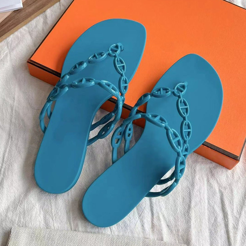 Women's new versatile flip-flops low-heeled sandals