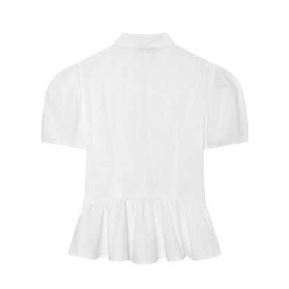 Women's short sleeved A-line-shaped striped shirt