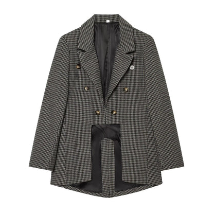 Women's asymmetrical hem Wool blend Blazer Coat