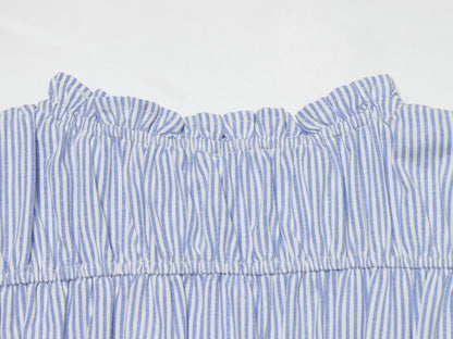 Women's lace up decorative elastic striped top