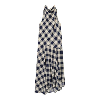 Women's plaid hanging collar MIDI dress