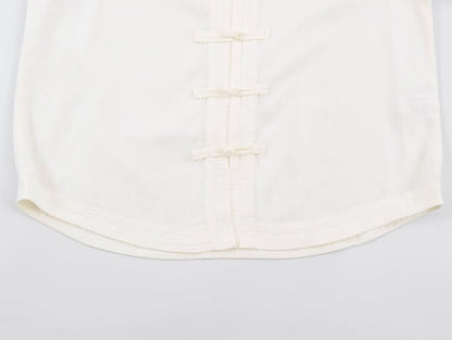 Women's rope knot buckle loose linen blended shirt