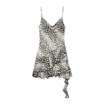 Women's asymmetric printed suspender dress