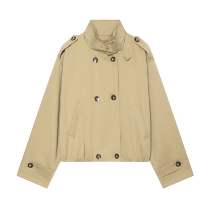 Women's short double breasted windbreaker Coat