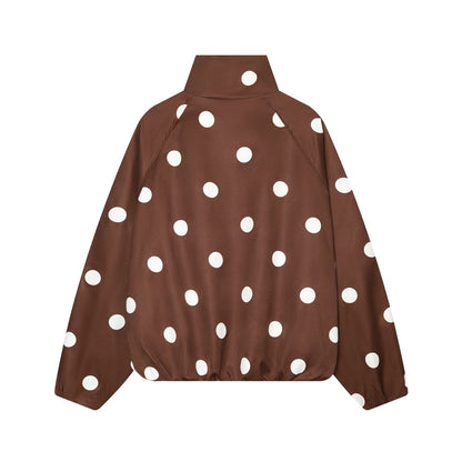 Women's standing collar polka dot pilot jacket Coat
