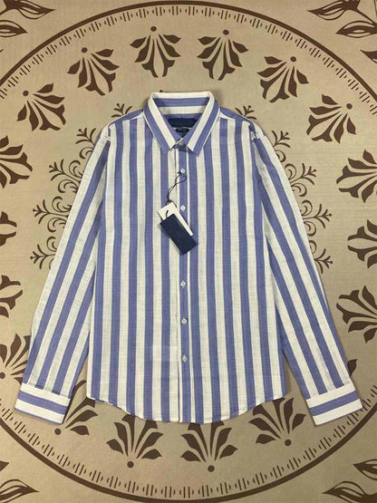 Women's New Casual Joker Spring and Summer Sun Protection Slub Cotton Embroidered Striped Long-sleeved Shirt
