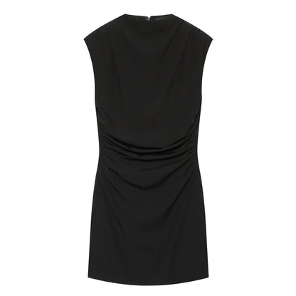 Women's with shoulder pads pleats mini dress