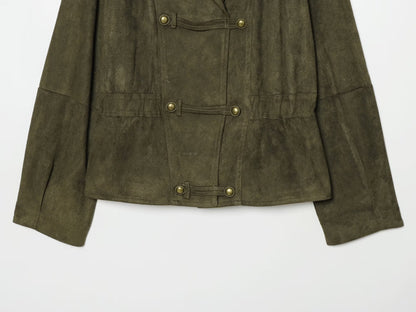 Women's Rope knot buckle decorative leather jacket Coat