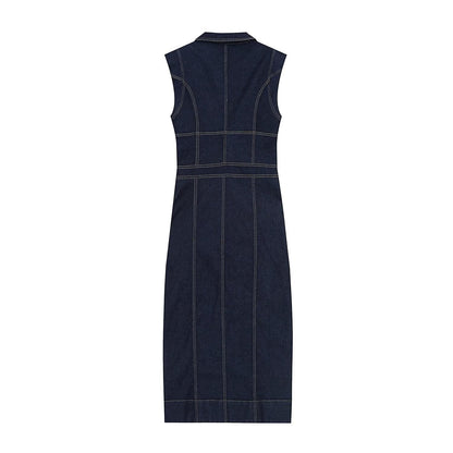 Women's sleeveless denim Midi dress