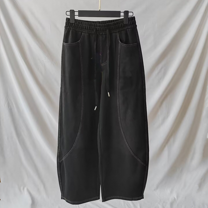 Women's new washed retro jeans loose wide-leg pants