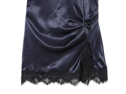 Women's satin textured sleeveless lace dress