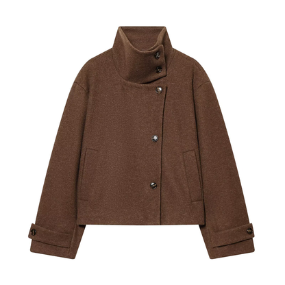 Women's new multi-color stand collar buttoned Coat