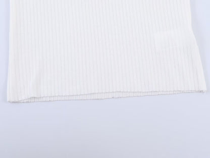Women's slim V-neck lace ribbed T-shirt