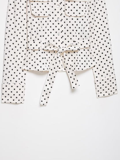 suit Women's 2 pieces polka dot shirt style Coat+Pants