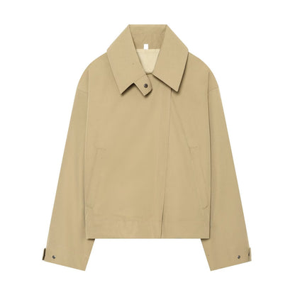 Women's casual lapel windbreaker jacket