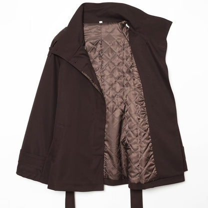 Women's with belt warm cotton windbreaker Coat